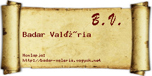 Badar Valéria névjegykártya